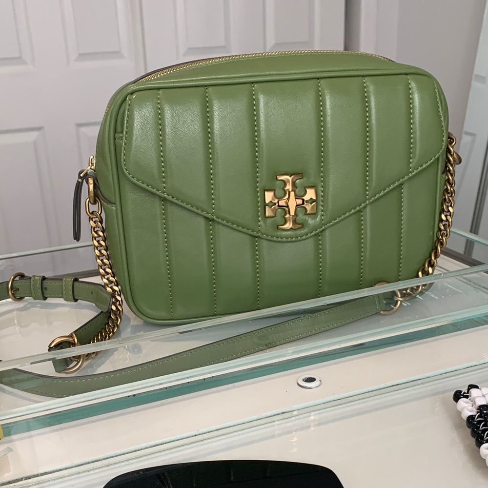 Tory Burch Olive Green Crossbody Bag with Gold Accents